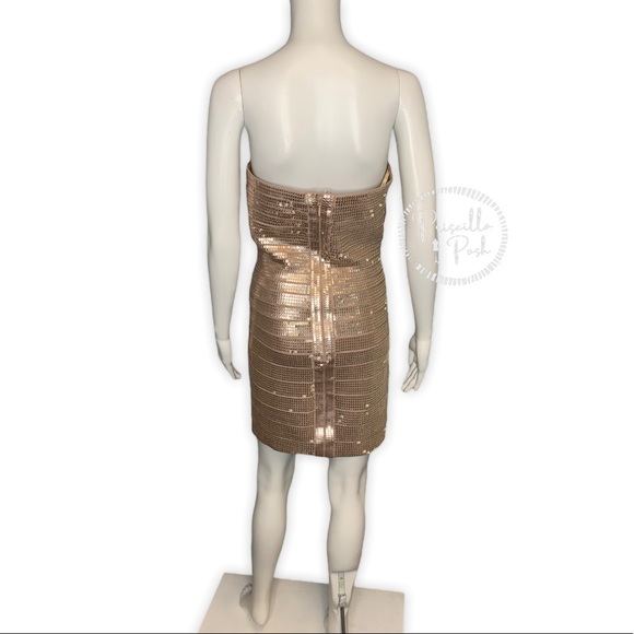 Herve Leger Nazik Sequin Bandage Dress, Bare Combo - Picture 15 of 16